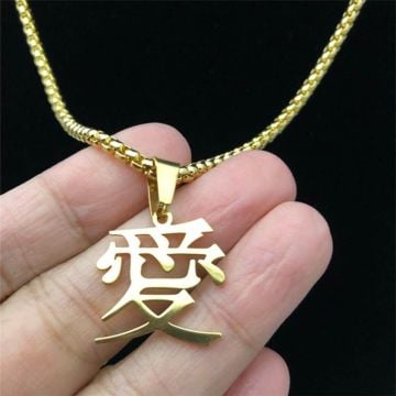 Collar chapado en oro / oro blanco / oro rosa con nombre chino personalizado con nombre, letras y iniciales