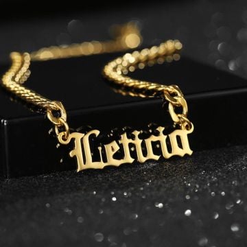 Collar con nombre chapado en oro/plata personalizado con nombre, letra e iniciales