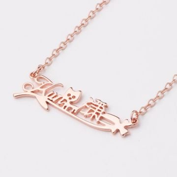 Collar con nombre de diseño de bricolaje chapado en oro rosa / plata / oro personalizado con nombre, iniciales y letra