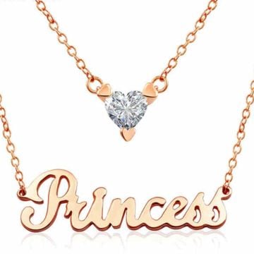 Collar de Corona de Plata de Ley 925 con Nombre y Diamante Personalizado con Nombre, Letra y Iniciales