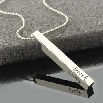 Personalisierte Sterling Silber 925 Bar-Halskette mit Buchstaben, Initialen und Namen
