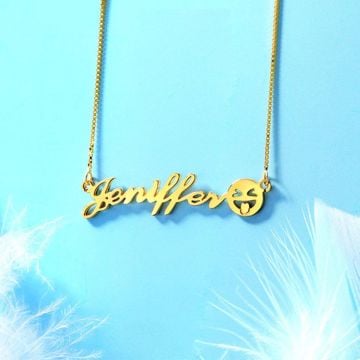Collar con nombre de emoji de plata esterlina 925 personalizado con nombre, iniciales y letra