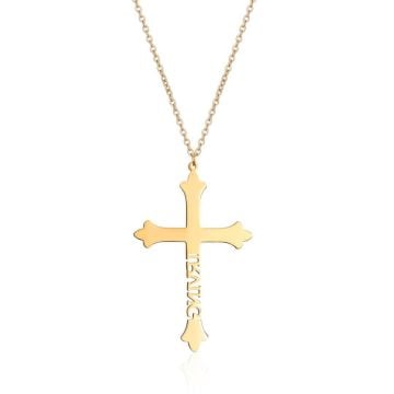 Collar Cruz de Plata de Ley 925 con Nombre Personalizado con Nombre, Iniciales y Letra