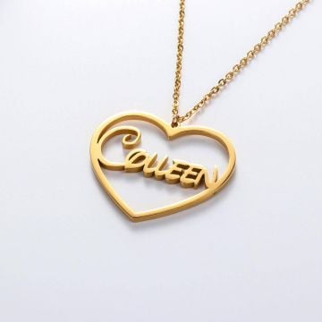 Collar de corazón con nombre chapado en oro / oro rosa / plata, personalizado con nombre, iniciales y letra
