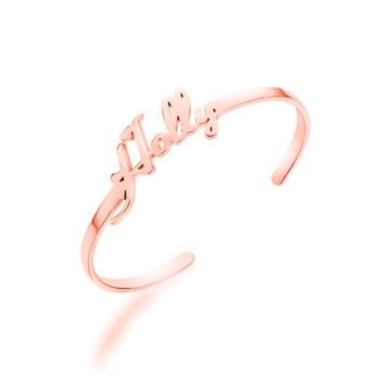Pulsera con nombre chapada en oro / plata / oro rosa personalizada con nombre, iniciales y letra