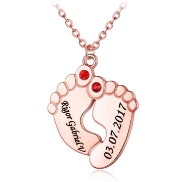 Collar grabado con piedra natal en oro rosa / plata / chapado en oro personalizado con nombre, letra e iniciales