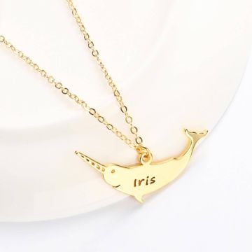 Collar Grabado Chapado en Oro / Plata / Oro Rosa personalizado con nombre, letra e iniciales