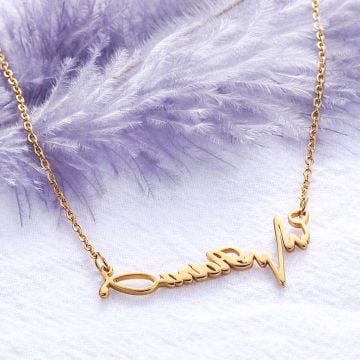 Collar con nombre de estetoscopio de enfermería estilo ECG chapado en oro/oro rosa/plata personalizado con nombre, letra e iniciales