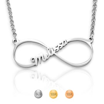 Collar Infinito de Plata de Ley 925 personalizado con nombre, letra y iniciales