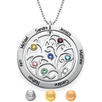 Collar grabado con pulseras familiares de plata esterlina 925 con piedra de nacimiento personalizada con nombre, letra e iniciales