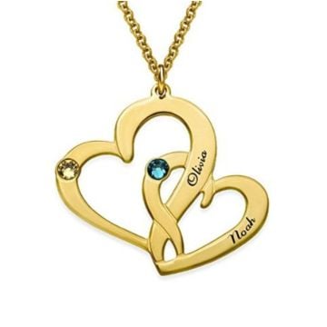Collar de plata esterlina 925 con corazón familiar grabado con piedra de nacimiento personalizada con nombre, letra y iniciales