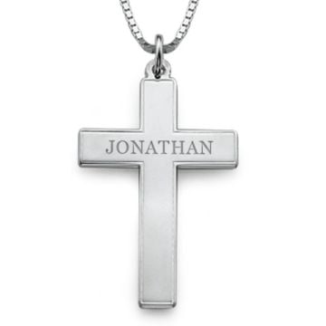 Regali personalizzati per Lui/Uomini/Ragazzi - Collana in argento sterling 925 con barra trasversale incisa personalizzata con nome, iniziale e lettere