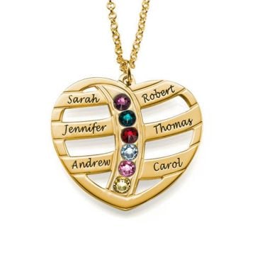 Collar de cobre/plata de ley 925 con corazón grabado y piedra natal personalizada con nombre, letra y iniciales