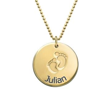Collar De Plata De Ley 925 Con Disco Grabado Con Huella Personalizado Con Nombre, Iniciales y Letra
