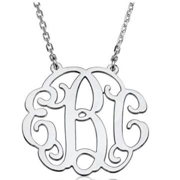 Collar con inicial de monograma de plata de ley 925 personalizado con nombre, iniciales y letra