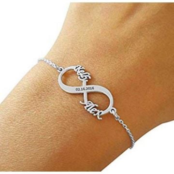 Personalisierte Geschenke für Oma - Personalisiertes Sterling Silber 925 graviertes Unendlichkeits-Namensarmband mit Namen, Initialen und Buchstaben