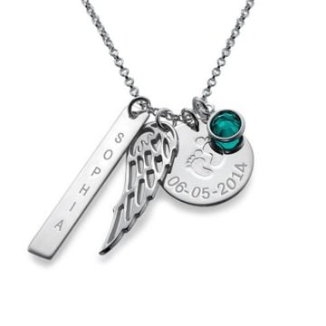 Personalisierte gravierte Halskette aus Sterlingsilber 925 / Kupferbarren mit Geburtsstein, Buchstaben, Initialen und Namen