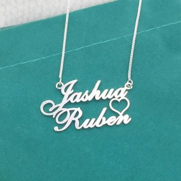 Collar con nombre de corazón de plata esterlina 925 personalizado con nombre, iniciales y letra