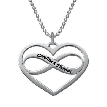 Cobre / Plata de Ley 925 Collar Infinito Corazón Grabado Personalizado con Nombre, Iniciales y Letra