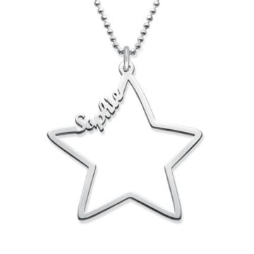 Collar con Nombre Estilo Estrella de Plata 925 / Cobre personalizado con nombre, letra y iniciales