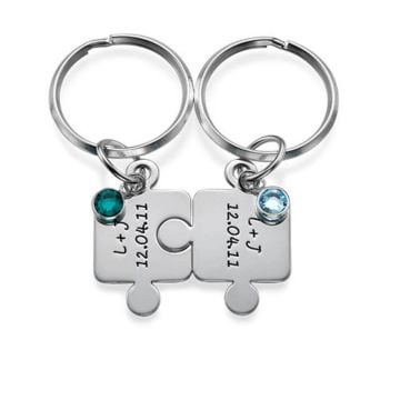Regalos de boda personalizados - Llavero de plata de ley 925 personalizado con nombre, letra e iniciales