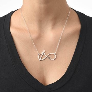 Collar con nombre de flecha de Cupido infinito de plata esterlina 925 personalizado con nombre, iniciales y letra