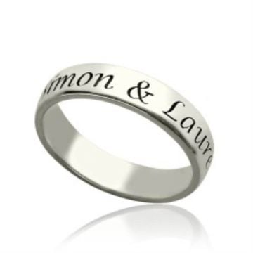 Anillo de compromiso de plata de ley 925 grabado personalizado con nombre, letra y iniciales