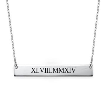 Collar de Cobre / Plata de Ley 925 con Barra Grabada personalizada con nombre, iniciales y letra