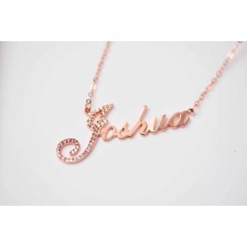 Collar con nombre de plata de ley 925 / cobre con diamante personalizado con nombre, letra y iniciales