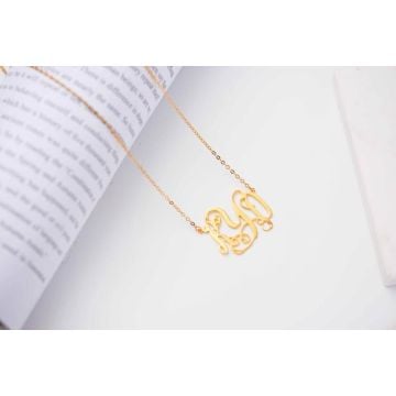 Collar de plata de ley 925 con monograma de 3 iniciales personalizado con nombre, letra e iniciales