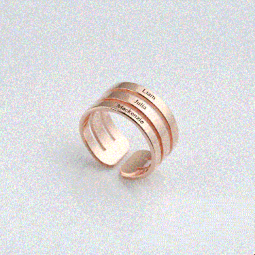 Anillo De Plata De Ley 925 Grabado Con 3 Nombres Personalizado Con Nombre, Iniciales Y Letra