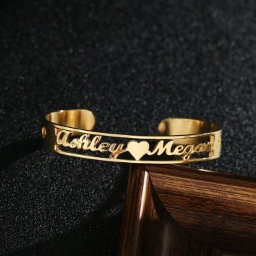 Regali personalizzati per l'onomastico - Bracciale con nome placcato oro / oro bianco / oro rosa personalizzato con nome, lettere e iniziale