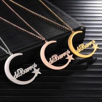 Collar con nombre chapado en oro rosa / oro / oro blanco personalizado con nombre, letra e iniciales