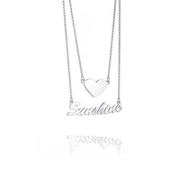 Cadena de collar con nombre de corazón de plata esterlina 925 personalizado con nombre, letra y iniciales