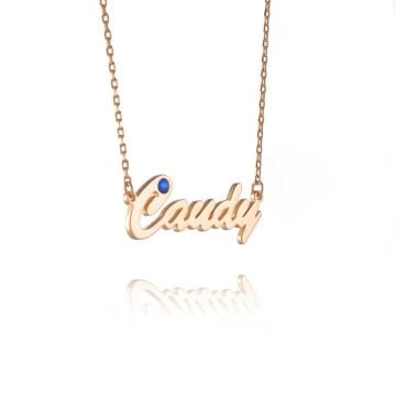 Collar con nombre de plata esterlina 925 con piedra de nacimiento personalizado con nombre, iniciales y letra
