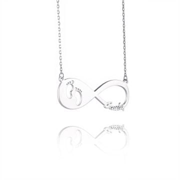 Collar de nombre infinito de plata esterlina 925 personalizado con nombre, iniciales y letra