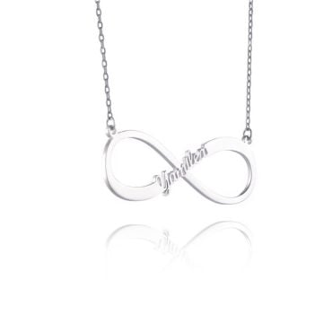 Collar Infinito en Plata de Ley 925 con Nombre en Cursiva personalizado con nombre, letra e iniciales