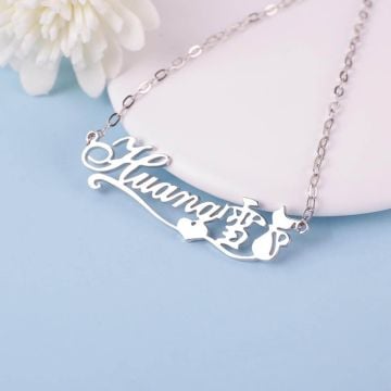 Collar de plata esterlina 925 con nombre chino personalizado con nombre, letra e iniciales