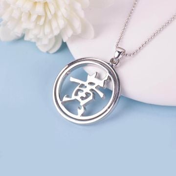 Collar Círculo Plata 925 con Nombre Chino personalizado con nombre, iniciales y letra