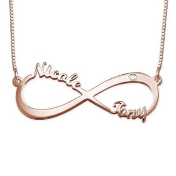 Collar de nombre infinito de plata esterlina 925 con piedra de nacimiento personalizada con nombre, iniciales y letra
