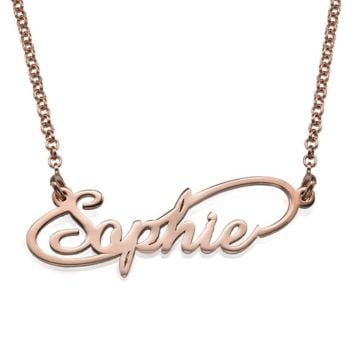 Collar con nombre en cursiva de plata de ley 925 Infinity personalizado con nombre, letra y iniciales