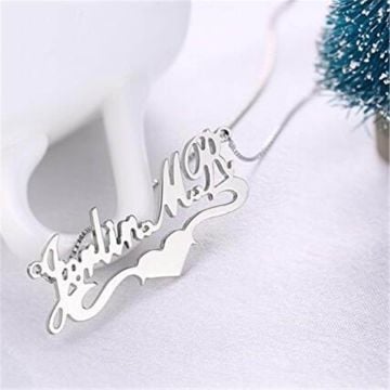 Collar de corazón con nombre de plata esterlina 925 personalizado con nombre, letra y iniciales