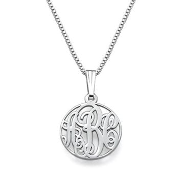 Collar de disco con inicial de monograma de plata de ley 925 personalizado con nombre, iniciales y letra