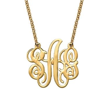 Collar de Cobre / Plata de Ley 925 Monograma 3 Iniciales personalizado con nombre, letra e iniciales