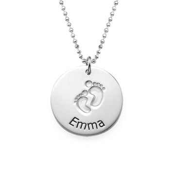 Collar de plata de ley 925 / cobre grabado disco con huella personalizado con nombre, letra y iniciales