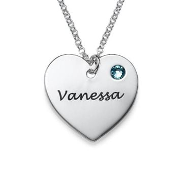 Collar de Plata de Ley 925 / Nombre de Cobre grabado con piedra de nacimiento personalizado con nombre, letra y iniciales