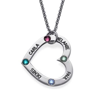 Collar de Plata de Ley 925 / Cobre Grabado con Piedra de Nacimiento personalizado con nombre, letra e iniciales
