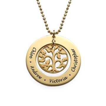 Collar de plata de ley 925 / Árbol genealógico de cobre grabado personalizado con nombre, letra e iniciales