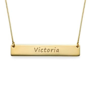 Collar Barra Horizontal Grabada en Plata 925 / Cobre personalizado con nombre, iniciales y letra