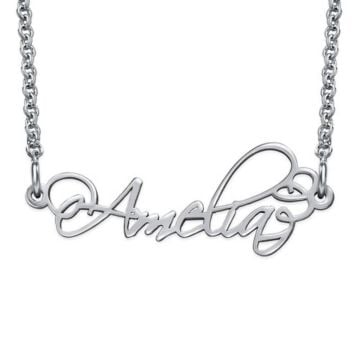 Collar con Nombre en Plata de Ley 925 / Cobre en Cursiva personalizado con nombre, letra y iniciales
